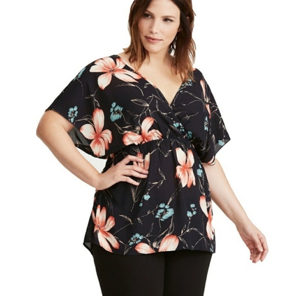 torrid Tops - Torrid kimono style floral print blouse